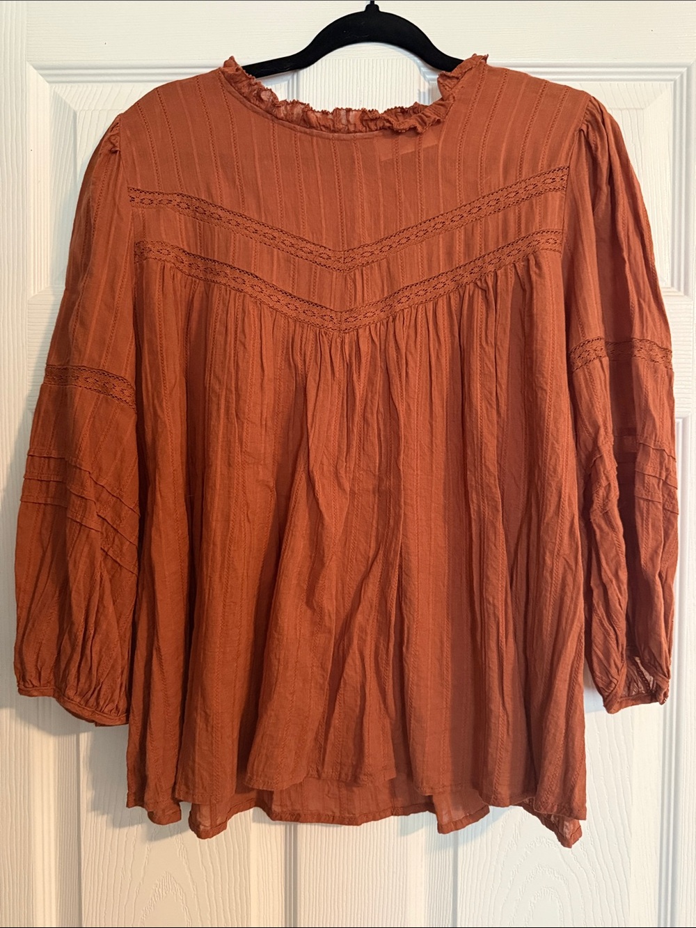 Universal Thread Rust Orange Long-Sleeve Peasant Blouse